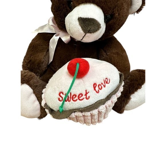 Burton &‎ Burton Brown Bear Plush Sweet Love Cupcake Sits 11" Stuffed Animal - Picture 3 of 8